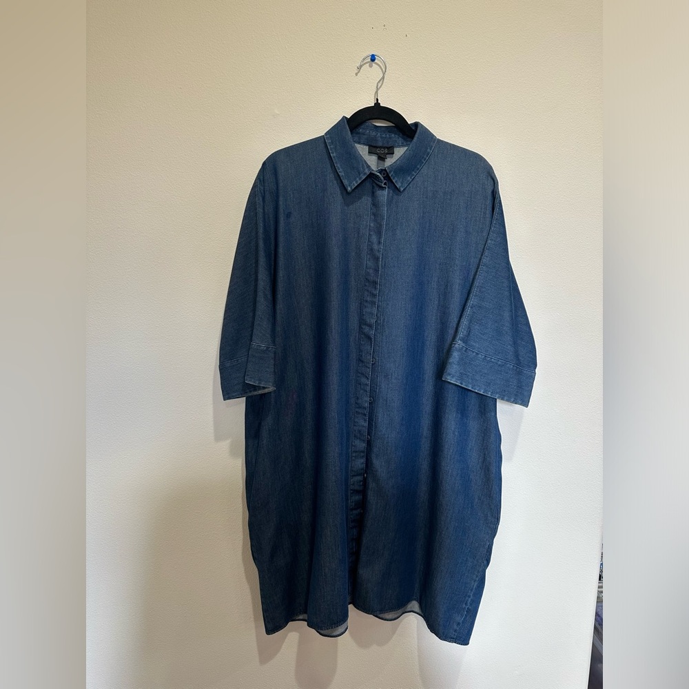 COS Dark Blue Denim Midi Shirt Dress
